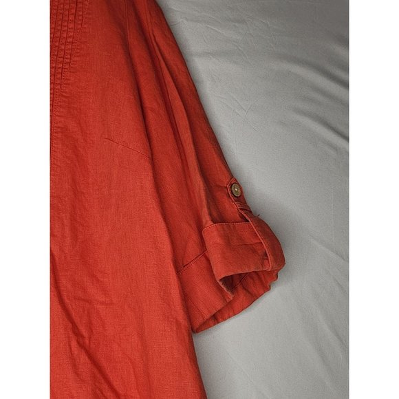 Tweeds Woman Orange  Linen tunic Blouse button front 3/4 sleeves  Size 2X - Picture 6 of 10